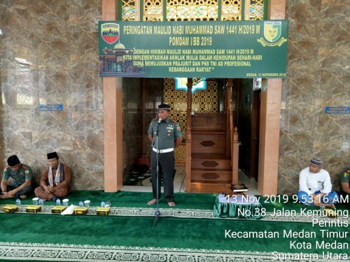 Danpomdam I/BB Pimpin Acara Maulid Nabi Muhammad SAW 1441 H/2019